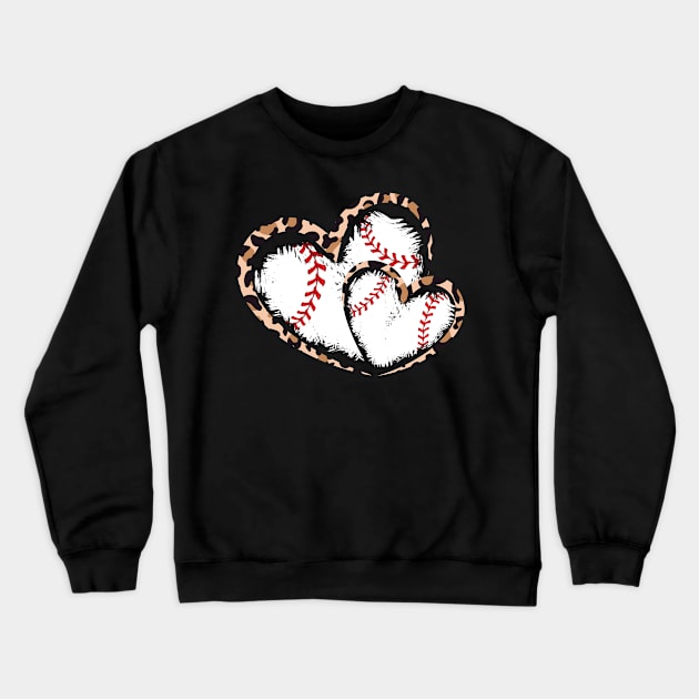 Twin hearts baseball, Couple heart, couple lovers, leopard Crewneck Sweatshirt by Sandra Holloman